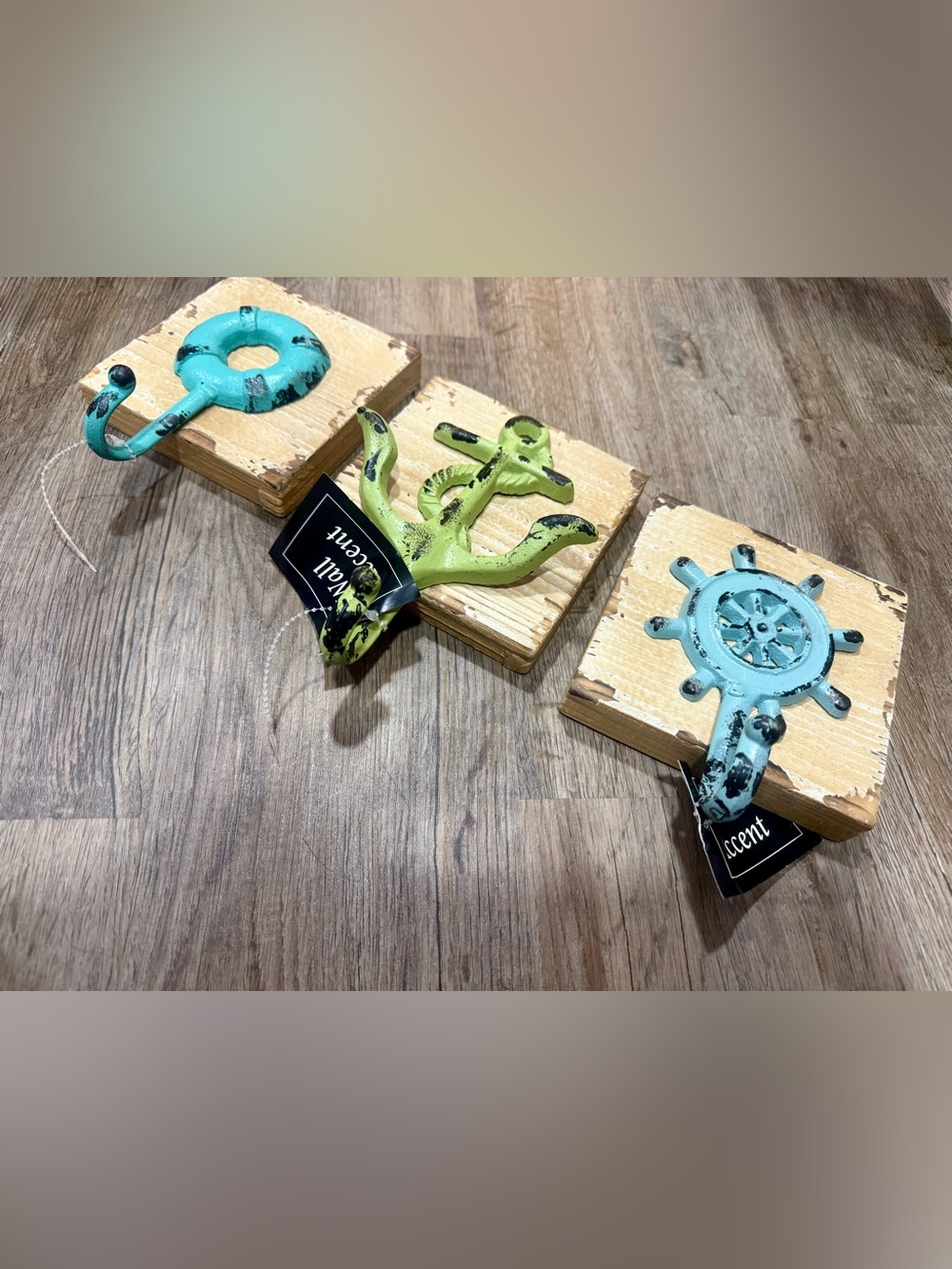 (NEW) Heavy Duty Set of 3 Iron Nautical Wall Hooks/ home decor/ coastal decor